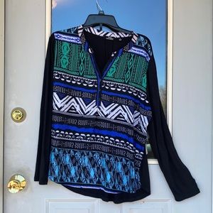 Via Milano! Top retro abstract print pattern top lighter weight casual retro L